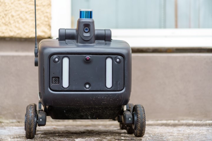 photo of autonomous delivery robot with LiDAR