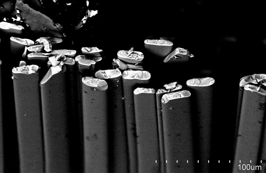 photo of flat glass fiber section