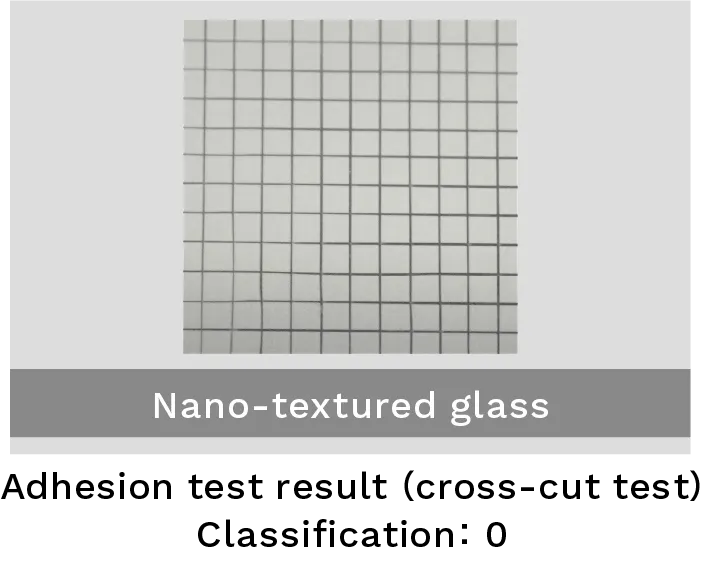 Photo of nano-textured glass after adhesion test