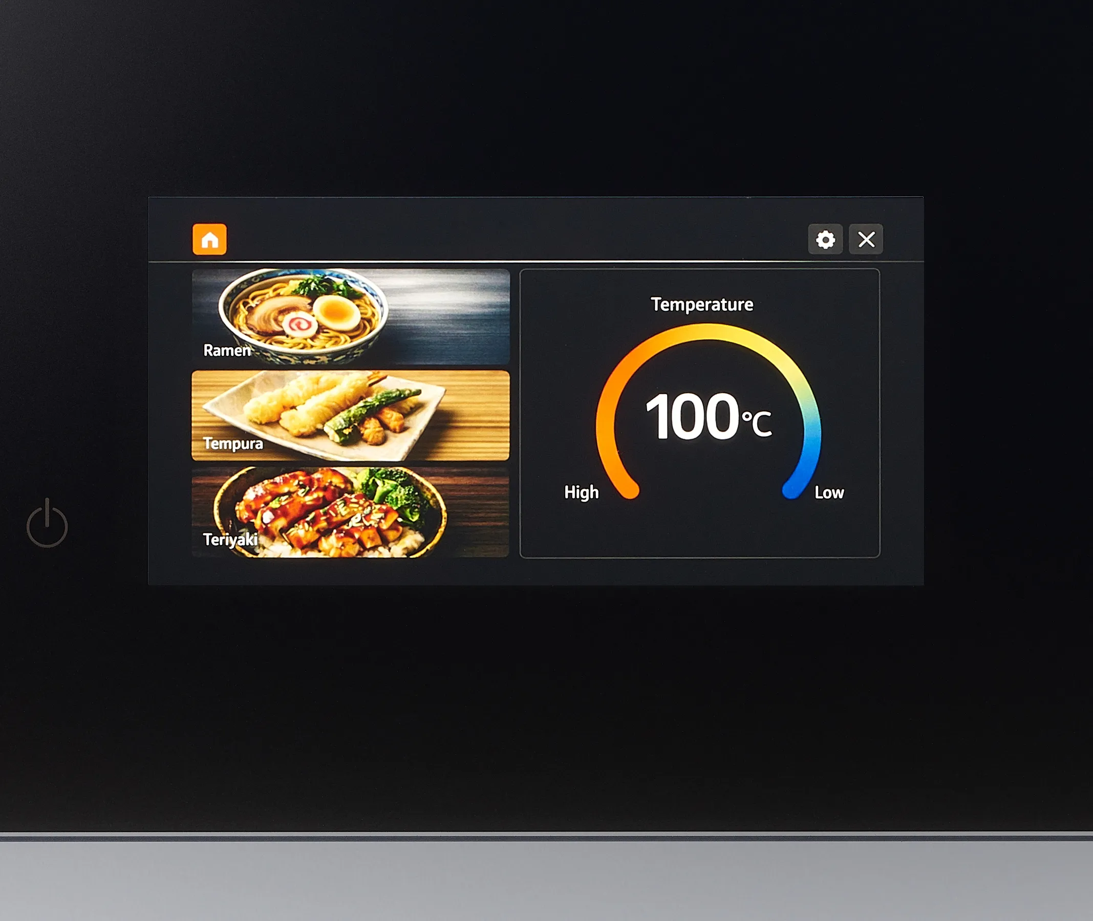 Example image of the control panel portion of the top plate displaying full-color LED and LCD screens