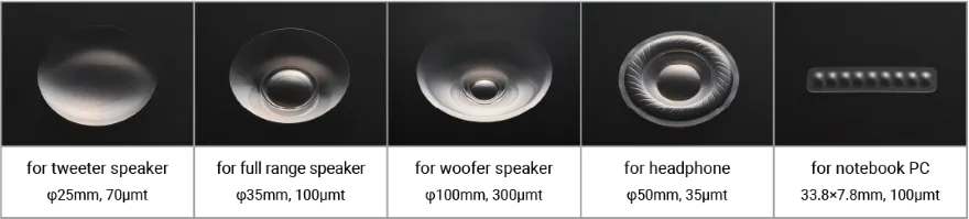 photo of examples of speaker diaphragm specifications