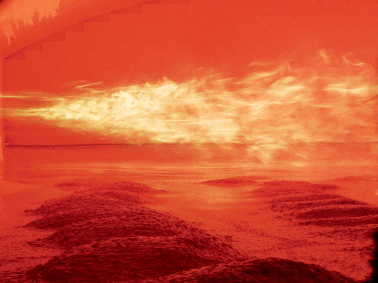 Inside a glass melting furnace