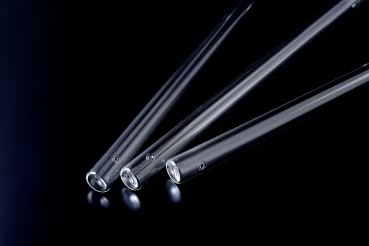 photo of glass tubing for pharmaceutical containers with sealed tube ends